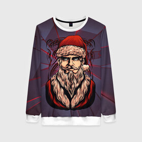 Женский свитшот 3D с принтом Santa Bad в Ухте, 100% полиэстер с мягким внутренним слоем | круглый вырез горловины, мягкая резинка на манжетах и поясе, свободная посадка по фигуре | new year | арт | графика | дед мороз | зима | новый год | рождество | санта
