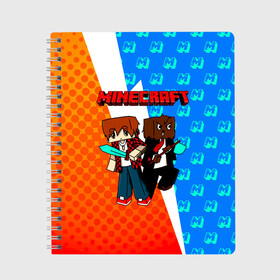 Тетрадь с принтом Minecraft в Ухте, 100% бумага | 48 листов, плотность листов — 60 г/м2, плотность картонной обложки — 250 г/м2. Листы скреплены сбоку удобной пружинной спиралью. Уголки страниц и обложки скругленные. Цвет линий — светло-серый
 | minecraft | алекс | белый | блоки | ведьма | взрывчатка | визера | волк | гаст | добывать | дракон | зеленый куб | зомби | игра | крафт | крипер | кубики | лошадка | майн | майнкрафт | манкрафт | овечка | оцелот