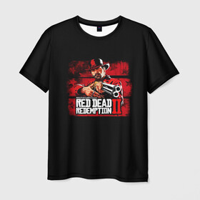 Мужская футболка 3D с принтом red dead redemption 2 в Ухте, 100% полиэфир | прямой крой, круглый вырез горловины, длина до линии бедер | action | red dead redemption 2 | rockstar games | вестерн | игра | ковбой | ружье | стрелялка | экшен
