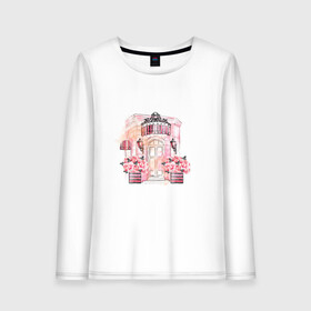 Женский лонгслив хлопок с принтом Париж в Ухте, 100% хлопок |  | красота | любовь | милота | париж | розовый
