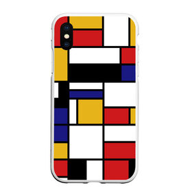 Чехол для iPhone XS Max матовый с принтом Color blocking в Ухте, Силикон | Область печати: задняя сторона чехла, без боковых панелей | geometry | retro | retro style | stripes | urban | vintage | абстракция | винтаж | геометрические | геометрия | городской | девяностые | искусство | клетка | колор блок | линии | мондриан | полосатый | полоска | полосы