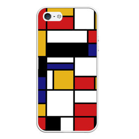 Чехол для iPhone 5/5S матовый с принтом Color blocking в Ухте, Силикон | Область печати: задняя сторона чехла, без боковых панелей | Тематика изображения на принте: geometry | retro | retro style | stripes | urban | vintage | абстракция | винтаж | геометрические | геометрия | городской | девяностые | искусство | клетка | колор блок | линии | мондриан | полосатый | полоска | полосы