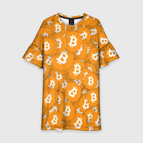 Детское платье 3D с принтом Я БИТКОИН / I AM BITCOIN в Ухте, 100% полиэстер | прямой силуэт, чуть расширенный к низу. Круглая горловина, на рукавах — воланы | bitcoin | btc | биткоин | валюта | деньги | криптовалюта