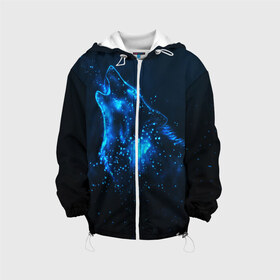 Детская куртка 3D Космический Волк: в Ухте, 100% полиэстер | застежка — молния, подол и капюшон оформлены резинкой с фиксаторами, по бокам — два кармана без застежек, один потайной карман на груди, плотность верхнего слоя — 90 г/м2; плотность флисового подклада — 260 г/м2 | wolf | волк | волки | волчица | животные | одинокий волк