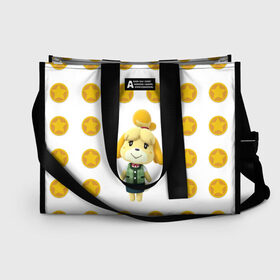 Сумка-шоппер 3D с принтом Animal crossing - Isabelle в Ухте, 100% полиэстер | застегивается на металлическую кнопку; внутренний карман застегивается на молнию. Стенки укреплены специальным мягким материалом, чтобы защитить содержимое от несильных ударов
 | animal crossing | isabelle | детский | желтый | игра | изабелла | изабель | компьютерный | кроссинг | монеты | персонаж | подарок | узор | энимал кросинг