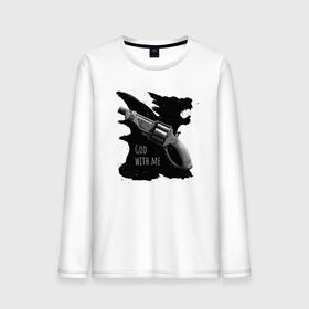 Мужской лонгслив хлопок с принтом Bless and save в Ухте, 100% хлопок |  | fantasy | gun | hunter | weapon | оружие | охотник | пистолет | фэнтэзи