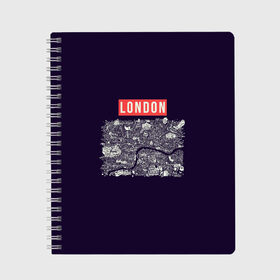 Тетрадь с принтом LONDON в Ухте, 100% бумага | 48 листов, плотность листов — 60 г/м2, плотность картонной обложки — 250 г/м2. Листы скреплены сбоку удобной пружинной спиралью. Уголки страниц и обложки скругленные. Цвет линий — светло-серый
 | london | англия | биг бен | великобритания | достопримечательности | карта | литературная карта | лондон | путешествия | твист | чарли чаплин | шерлок холмс | я люблю лондон