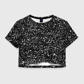 Женская футболка Crop-top 3D с принтом Черно- белое в Ухте, 100% полиэстер | круглая горловина, длина футболки до линии талии, рукава с отворотами | капли | краска | кружочки | минимализм | точки