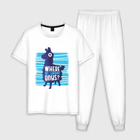 Мужская пижама хлопок Fortnite Смешная Лама: в Ухте, 100% хлопок | брюки и футболка прямого кроя, без карманов, на брюках мягкая резинка на поясе и по низу штанин
 | battle royal | battle royale | cute | funny | game | humor | lama | landing | llama | meme | ninja | pinata | travis scott | twitch | баттл рояль | высадка | игра | мем | милая | ниндзя | пиньята | посадка | прикол | твич | тревис скотт | трэ