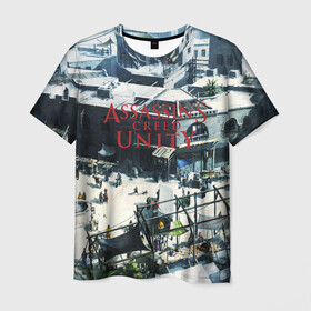 Мужская футболка 3D с принтом Assassin’s Creed Unity в Ухте, 100% полиэфир | прямой крой, круглый вырез горловины, длина до линии бедер | black flag | brotherhood | chronicles | creed | game | origins | revelations | rogue | syndicate | unity | valhalla | альтаир | ассасин | игры | кинжал | пираты
