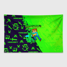 Флаг-баннер с принтом Minecraft в Ухте, 100% полиэстер | размер 67 х 109 см, плотность ткани — 95 г/м2; по краям флага есть четыре люверса для крепления | minecraft | алекс | белый | блоки | ведьма | взрывчатка | визера | волк | гаст | добывать | дракон | зеленый куб | зомби | игра | крафт | крипер | кубики | лошадка | майн | майнкрафт | манкрафт | овечка | оцелот