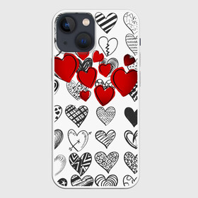 Чехол для iPhone 13 mini с принтом Сердца в Ухте,  |  | Тематика изображения на принте: 14 февраля | hearts background | валентинов день | влюбленным | девушке | день святого валентина | жене | кардиологу | любимой | любимому | люблю | любовь | мужу | парню | сердца графика | сердца фон