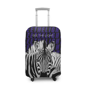 Чехол для чемодана 3D с принтом See the light в Ухте, 86% полиэфир, 14% спандекс | двустороннее нанесение принта, прорези для ручек и колес | light | see the light | zebra | белый | животные | зебра | свет | черный