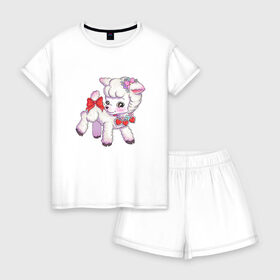 Женская пижама с шортиками хлопок с принтом Собачка в Ухте, 100% хлопок | футболка прямого кроя, шорты свободные с широкой мягкой резинкой | животные | любовь | собака