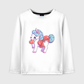 Детский лонгслив хлопок с принтом Едиорожек в Ухте, 100% хлопок | круглый вырез горловины, полуприлегающий силуэт, длина до линии бедер | Тематика изображения на принте: единорог | парные | сказочные сущетсва