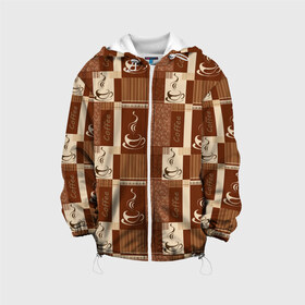 Детская куртка 3D с принтом Coffee в Ухте, 100% полиэстер | застежка — молния, подол и капюшон оформлены резинкой с фиксаторами, по бокам — два кармана без застежек, один потайной карман на груди, плотность верхнего слоя — 90 г/м2; плотность флисового подклада — 260 г/м2 | americano | coffee | espresso | latte | nescafe | американо | бариста | бармен | капучино | кофе | кофевар | кофейные зерна | кофейня | кружка кофе | латте | макиато | моккачино | мокко | нескафе | чай | чашка кофе | шоколад