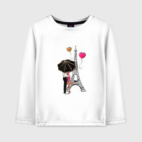 Детский лонгслив хлопок с принтом Хочу в Париж в Ухте, 100% хлопок | круглый вырез горловины, полуприлегающий силуэт, длина до линии бедер | tegunvteg | башня | любовь | путешествия
