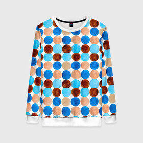 Женский свитшот 3D с принтом Dots pattern в Ухте, 100% полиэстер с мягким внутренним слоем | круглый вырез горловины, мягкая резинка на манжетах и поясе, свободная посадка по фигуре | беж | геометрия | паттерн | синий | текстура | узор
