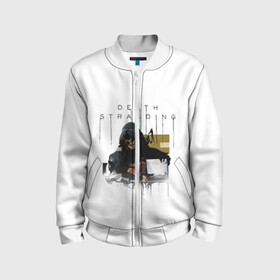 Детский бомбер 3D с принтом Death Stranding в Ухте, 100% полиэстер | застегивается на молнию, по бокам два кармана без застежек, мягкие манжеты, по низу бомбера и на воротнике — эластичная резинка | action | death stranding | игра | норман ридус | скелет