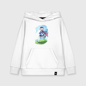 Детская толстовка хлопок с принтом Гуляющая Ци Ци в Ухте, 100% хлопок | Круглый горловой вырез, эластичные манжеты, пояс, капюшен | арт | бег | луг | прогулка | рисунок | ци ци