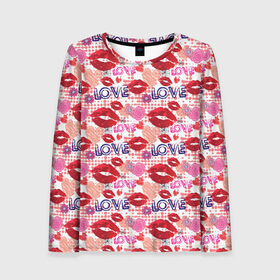 Женский лонгслив 3D с принтом LOVE в Ухте, 100% полиэстер | длинные рукава, круглый вырез горловины, полуприлегающий силуэт | love | амур | афродита | валентинка | влюбленность | вторая половинка | купидон | любовь | нежность | отношения | подарок любви | поцелуй | праздник любви | романтика | свидание | семья | сердечки