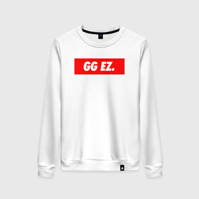 Женский свитшот хлопок с принтом GG EZ. в Ухте, 100% хлопок | прямой крой, круглый вырез, на манжетах и по низу широкая трикотажная резинка  | asiimov | asimov | beast | counter | counter strike | cs | easy | ez | gg | ggwp | global | go | gradient | howl | hyper | kill | offensive | one | shot | smoke | strike | азимов | вой | градиент | зверь | контра | лого | логотип 