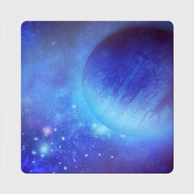 Магнит виниловый Квадрат с принтом Планета в Ухте, полимерный материал с магнитным слоем | размер 9*9 см, закругленные углы | cosmos | galaxy | stars | вселенная | звезды | космос | планета | синий