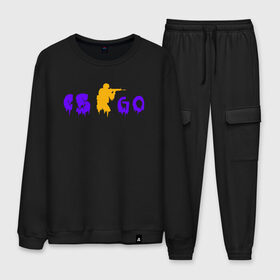 Мужской костюм хлопок с принтом CS GO - Grime в Ухте, 100% хлопок | на свитшоте круглая горловина, мягкая резинка по низу. Брюки заужены к низу, на них два вида карманов: два “обычных” по бокам и два объемных, с клапанами, расположенные ниже линии бедра. Брюки с мягкой трикотажной резинкой на поясе и по низу штанин. В поясе для дополнительного комфорта — широкие завязки | counter strike | cs | cs go | game | игра