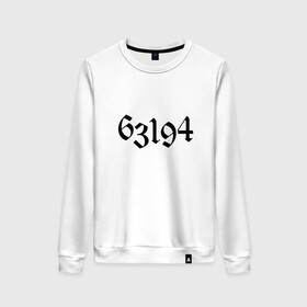 Женский свитшот хлопок с принтом 63194 номер Эммы в Ухте, 100% хлопок | прямой крой, круглый вырез, на манжетах и по низу широкая трикотажная резинка  | 63194 | yakusoku no neverland | анимэ | клеймо | манга | номер | обещанный неверленд | подарок | татуировка | цифры | шифр | эмма