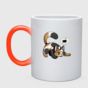 Кружка хамелеон с принтом Кошка в Ухте, керамика | меняет цвет при нагревании, емкость 330 мл | animal | cat | животные | кот | кошка