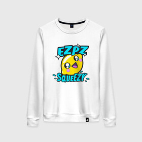 Женский свитшот хлопок с принтом Easy Peasy Lemon Squeezy в Ухте, 100% хлопок | прямой крой, круглый вырез, на манжетах и по низу широкая трикотажная резинка  | asiimov | asimov | beast | counter | counter strike | cs | easy | ez | gg | ggwp | global | go | gradient | howl | hyper | mem | meme | memes | offensive | smoke | strike | азимов | вой | градиент | зверь | контра | лого | логотип