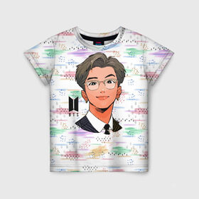 Детская футболка 3D с принтом BTS в Ухте, 100% гипоаллергенный полиэфир | прямой крой, круглый вырез горловины, длина до линии бедер, чуть спущенное плечо, ткань немного тянется | bts | k pop | kpop | rm | аниме | бтс | ви | джей хоуп | джонгук | кпоп | сюга | чимин | чин | япония