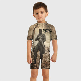 Детский купальный костюм 3D с принтом Metro Exodus в Ухте, Полиэстер 85%, Спандекс 15% | застежка на молнии на спине | 2033 | exodus | metro | metro 2033 | metro exodus | stalker | апокалипсис | диггер | дигеры | метро | разрушка | эпидемия