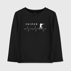Детский лонгслив хлопок с принтом Sniper Heartbeat Shooting CSGO в Ухте, 100% хлопок | круглый вырез горловины, полуприлегающий силуэт, длина до линии бедер | astralis | awp | counter strike | cs go | cs go global offensive | cs:go | faze clan | hyper beast | team liquid | астралис | кс го | тим ликвид | фейз клан | хайпер бист