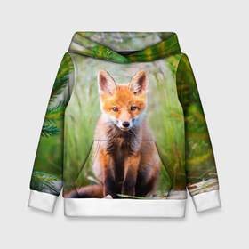 Детская толстовка 3D с принтом Лисичка в Ухте, 100% полиэстер | двухслойный капюшон со шнурком для регулировки, мягкие манжеты на рукавах и по низу толстовки, спереди карман-кенгуру с мягким внутренним слоем | fox | foxy | животное | звери | лиса | лисенок | лисичка | милая | рыжая | фокс