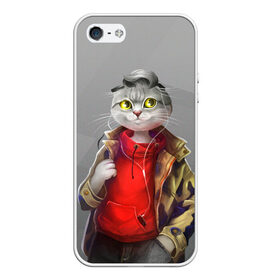Чехол для iPhone 5/5S матовый с принтом Белый котенок в Ухте, Силикон | Область печати: задняя сторона чехла, без боковых панелей | веселый | кот | молодой