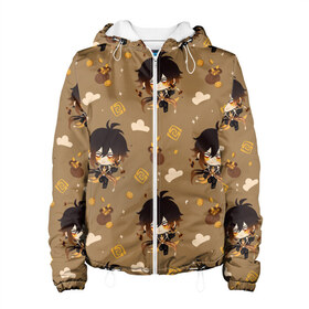 Женская куртка 3D Чиби Чжун Ли: в Ухте, ткань верха — 100% полиэстер, подклад — флис | прямой крой, подол и капюшон оформлены резинкой с фиксаторами, два кармана без застежек по бокам, один большой потайной карман на груди. Карман на груди застегивается на липучку | аниме | аниме парень | арт | рисунок | чжун ли | чиби | чибик | чибики