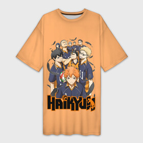 Платье-футболка 3D Аниме Волейбол: в Ухте,  |  | fly high | haikyu | haikyuu | jump | аниме персонажи | волейбол | иероглифы | кенма козуме | лети высоко | логотипы аниме | мяч | ринтаро | сатори | спортсмен | шоё хинато | японские