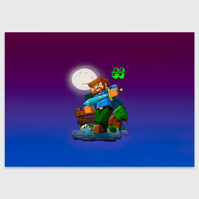 Поздравительная открытка с принтом Minecraft в Ухте, 100% бумага | плотность бумаги 280 г/м2, матовая, на обратной стороне линовка и место для марки
 | 