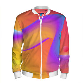 Мужской бомбер 3D Яркая жвачка: в Ухте, 100% полиэстер | застегивается на молнию, по бокам два кармана без застежек, по низу бомбера и на воротнике - эластичная резинка | абстракция | геометрия | жвачка | линии | радуга | тянучка | яркая