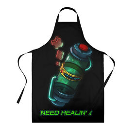 Фартук 3D с принтом Need Healing в Ухте, 100% полиэстер | общий размер — 65 х 85 см, ширина нагрудника — 26 см, горловина — 53 см, длина завязок — 54 см, общий обхват в поясе — 173 см. Принт на завязках и на горловине наносится с двух сторон, на основной части фартука — только с внешней стороны | heal | help | medkit | need healing | аптечка | нужно лечение | помощь