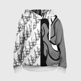 Детская толстовка 3D с принтом DEMON BLACK/WHITE в Ухте, 100% полиэстер | двухслойный капюшон со шнурком для регулировки, мягкие манжеты на рукавах и по низу толстовки, спереди карман-кенгуру с мягким внутренним слоем | Тематика изображения на принте: fashion | fire | game | hip hop | rap | street style | top | игра | мода | огонь | рэп | топ | уличный стиль | хип хоп