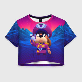 Женская футболка Crop-top 3D с принтом Генерал Гавс brawl stars в Ухте, 100% полиэстер | круглая горловина, длина футболки до линии талии, рукава с отворотами | brawl | brawl stars | brawlstars | brawl_stars | jessie | бравл | бравлер руффс | бравлстарс | генерал гавс