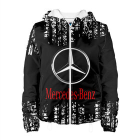 Женская куртка 3D с принтом MERCEDES. в Ухте, ткань верха — 100% полиэстер, подклад — флис | прямой крой, подол и капюшон оформлены резинкой с фиксаторами, два кармана без застежек по бокам, один большой потайной карман на груди. Карман на груди застегивается на липучку | Тематика изображения на принте: abstract | amg | auto | brand | car | geometry | mercedes | sport | texture | абстракция | авто | автомобильные | амг | бренд | геометрия | классика | машины | мерседес | модные | спорт | стиль | текстура