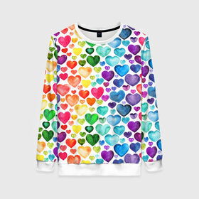 Женский свитшот 3D с принтом Радужные сердечки в Ухте, 100% полиэстер с мягким внутренним слоем | круглый вырез горловины, мягкая резинка на манжетах и поясе, свободная посадка по фигуре | 8 марта | love | девочки | женская | любовь | подружке | сердечки