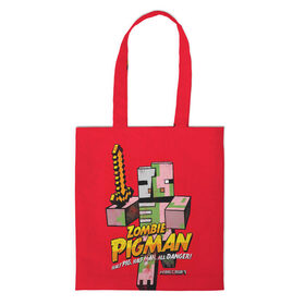 Шоппер 3D с принтом Minecraft PIGMAN в Ухте, 100% полиэстер | Плотность: 200 г/м2; Размер: 34×35 см; Высота лямок: 30 см | minecraft | алекс | белый | блоки | ведьма | взрывчатка | визера | волк | гаст | добывать | дракон | зеленый куб | зомби | игра | крафт | крипер | кубики | лошадка | майн | майнкрафт | манкрафт | овечка | оцелот