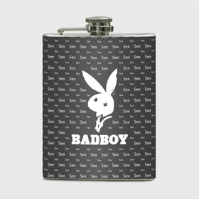 Фляга с принтом BADBOY (плохой мальчик) в Ухте, металлический корпус | емкость 0,22 л, размер 125 х 94 мм. Виниловая наклейка запечатывается полностью | Тематика изображения на принте: erotic | femdom | love | playboy | для влюбленных | любовь | плейбой | подарок любви | поцелуй | романтика | садо мазо | свидание | страсть | фемдом 