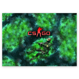 Поздравительная открытка с принтом CS GO Green rage в Ухте, 100% бумага | плотность бумаги 280 г/м2, матовая, на обратной стороне линовка и место для марки
 | counter strike | cs go | дым | зелёный | контра | кс го