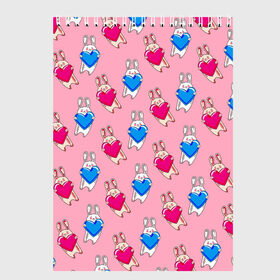 Скетчбук с принтом Love Bunny в Ухте, 100% бумага
 | 48 листов, плотность листов — 100 г/м2, плотность картонной обложки — 250 г/м2. Листы скреплены сверху удобной пружинной спиралью | 14 февраля | baby | bunny | kawaii | love | love is | love you | rabbit | валентинка | влюбленные | девушка | жена | животные | зайчики | заяц | игрушка | кавайный | кролик | лучшая | любимая | люблю | любовь | малыш | подарок