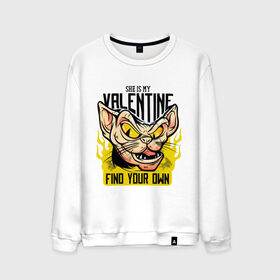 Мужской свитшот хлопок с принтом She Is My Valentine в Ухте, 100% хлопок |  | art | cat | fire | love | valentine | valentines day | арт | валентинка | день влюбленных | день святого валентина | кот | любовь | огонь